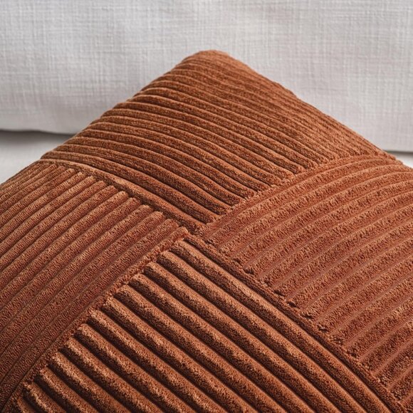 Rust Boho Throw Pillow Covers 18x18” Set of 2 – Corduroy Farmhouse Decor - Picture 3 of 3